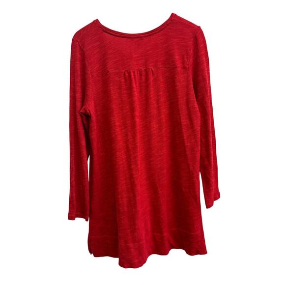 J. Jill Women M Red Cotton Tunic L/S Faux Pockets Casual Career Minimalist - Picture 9 of 9